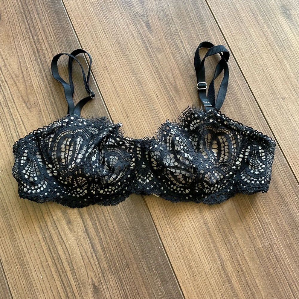 VICTORIA SECRET Dream Angels Push up Lace Underwire Bra Black Nude 34B, NWT - Picture 9 of 11